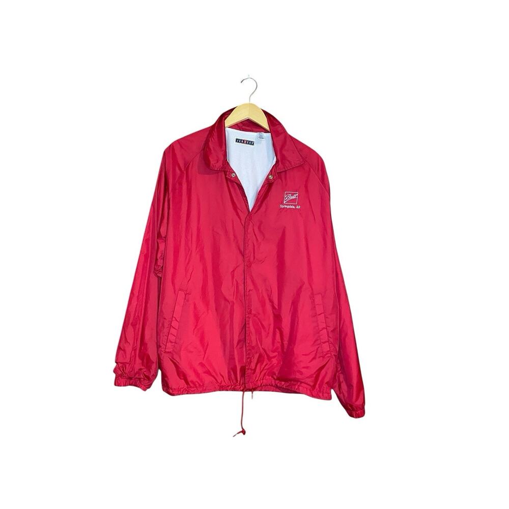 Vintage Jerzees Red Large Windbreaker Jacket Ball Canning Factory Insulated